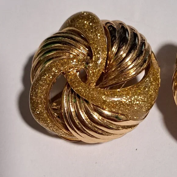 Orena Paris gold tone and glitter clip on earrings - Picture 6 of 8